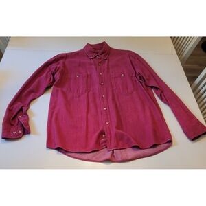 Fieldmaster Men's Button Down Shirt Woven Red Long Sleeve Size Meduim